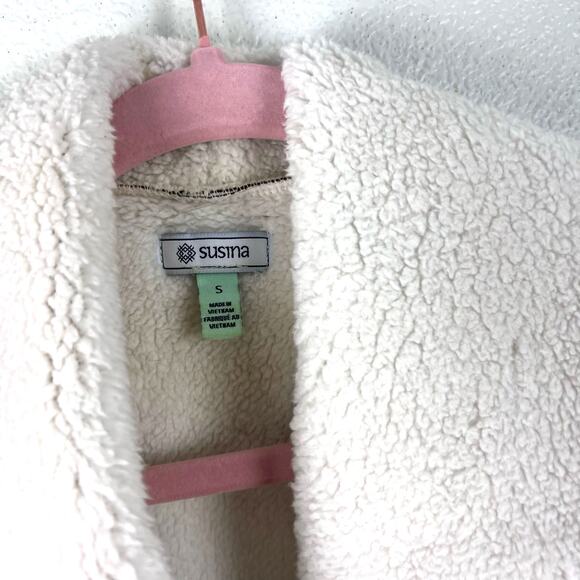 Susina Sherpa Lined Faux Suede Drape Vest Women’s Small Olive Brown - Picture 4 of 6